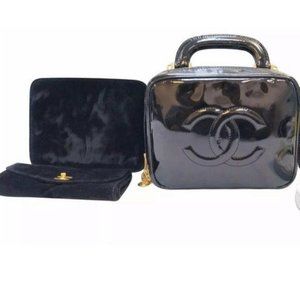 Chanel Patent Vanity Tote With Chanel Velvet Pouch
